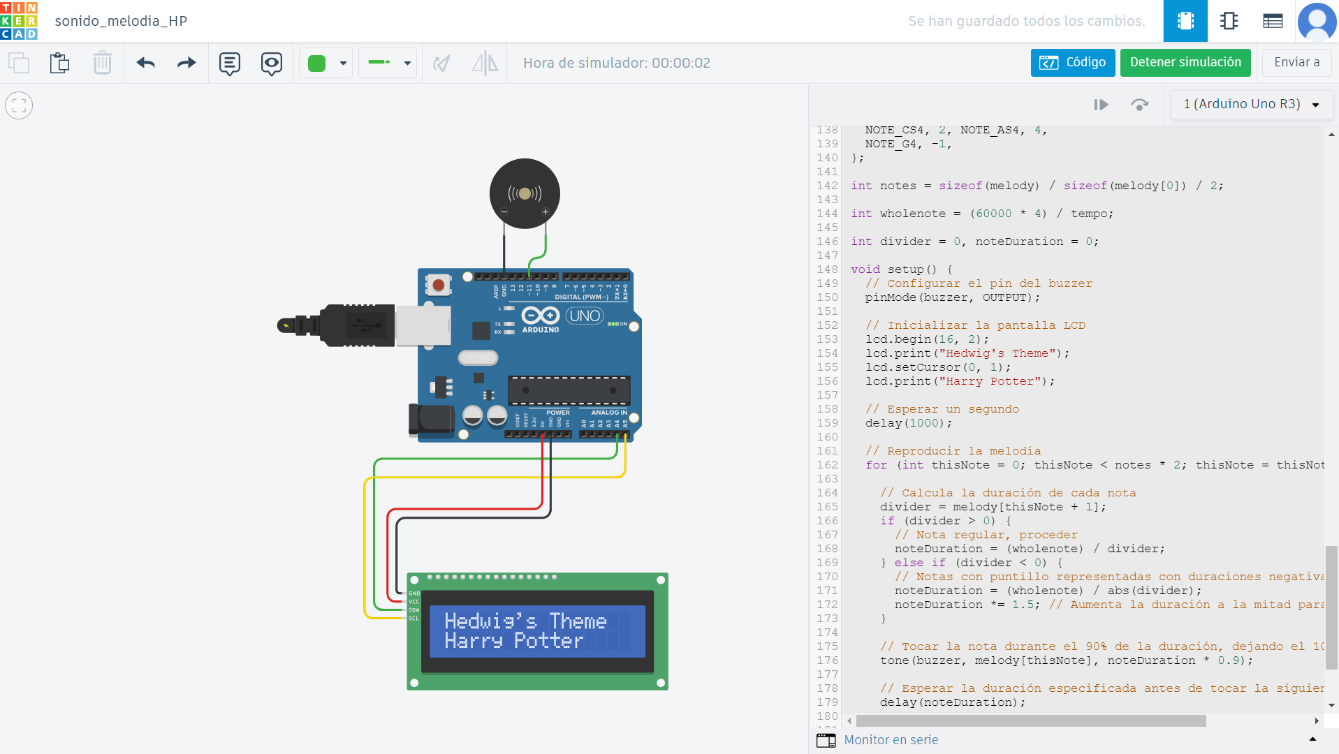 Pruebas en Tinkercad buzzer